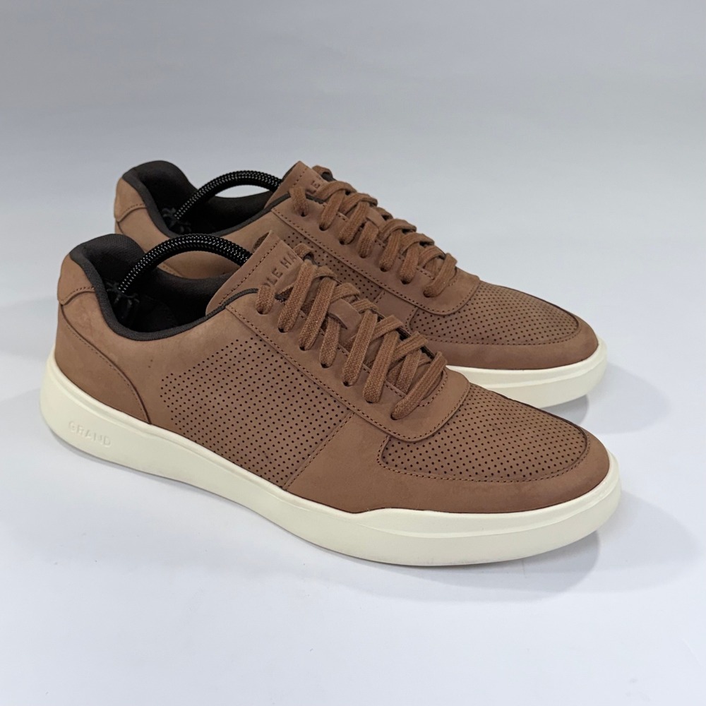 Cole Haan Grand Crosscourt Shoes Mens 10.5W Brown Leather Casual Preppy Sneakers